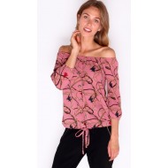 Chain Printed Off Shoulder Top